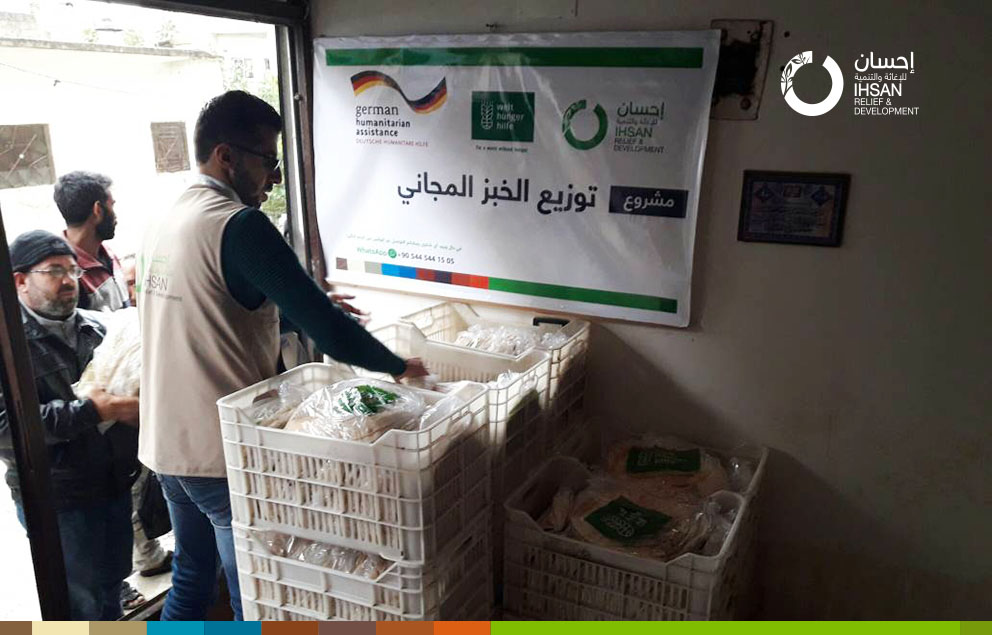 In a daily basis, 2000 bread bags is being distributed by Ihsan team in Jisr Al-Shughour